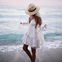 Summer Halter Boho Dress 2022 VERGOODR Women Lace Up Backless Beach Sundress Sexy Ball Gown Hippie Bohemian Tube Dresses Robe