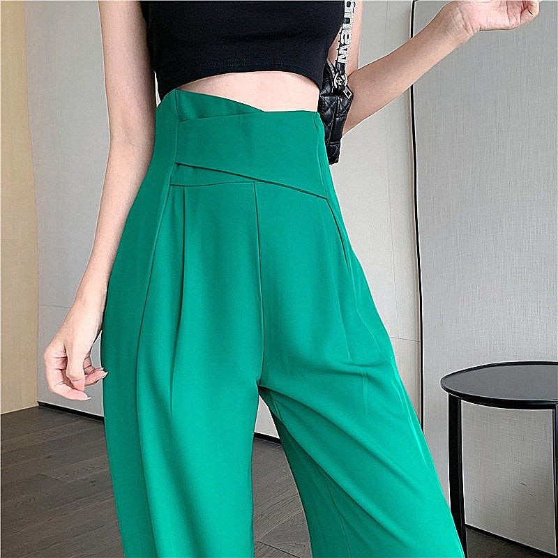 Office Purple Women's Pants Straight Leg Trousers for Woman Long High Waist Wide Sexy Work Solid Tailoring Classic 90s Clothing