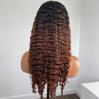 Soft 26 Inch Long Ombre Honey Blonde Brown Kinky Curly Preplucked Lace Front Wig For Black Women 180% Density Baby Hair Glueless