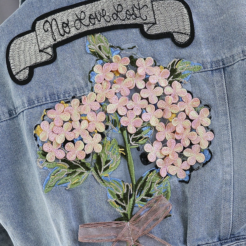 Spring Autumn Kids Denim Jackets for Girls Baby New Flower Embroidery Coats Fashion Children Outwear Ripped Jeans Jackets