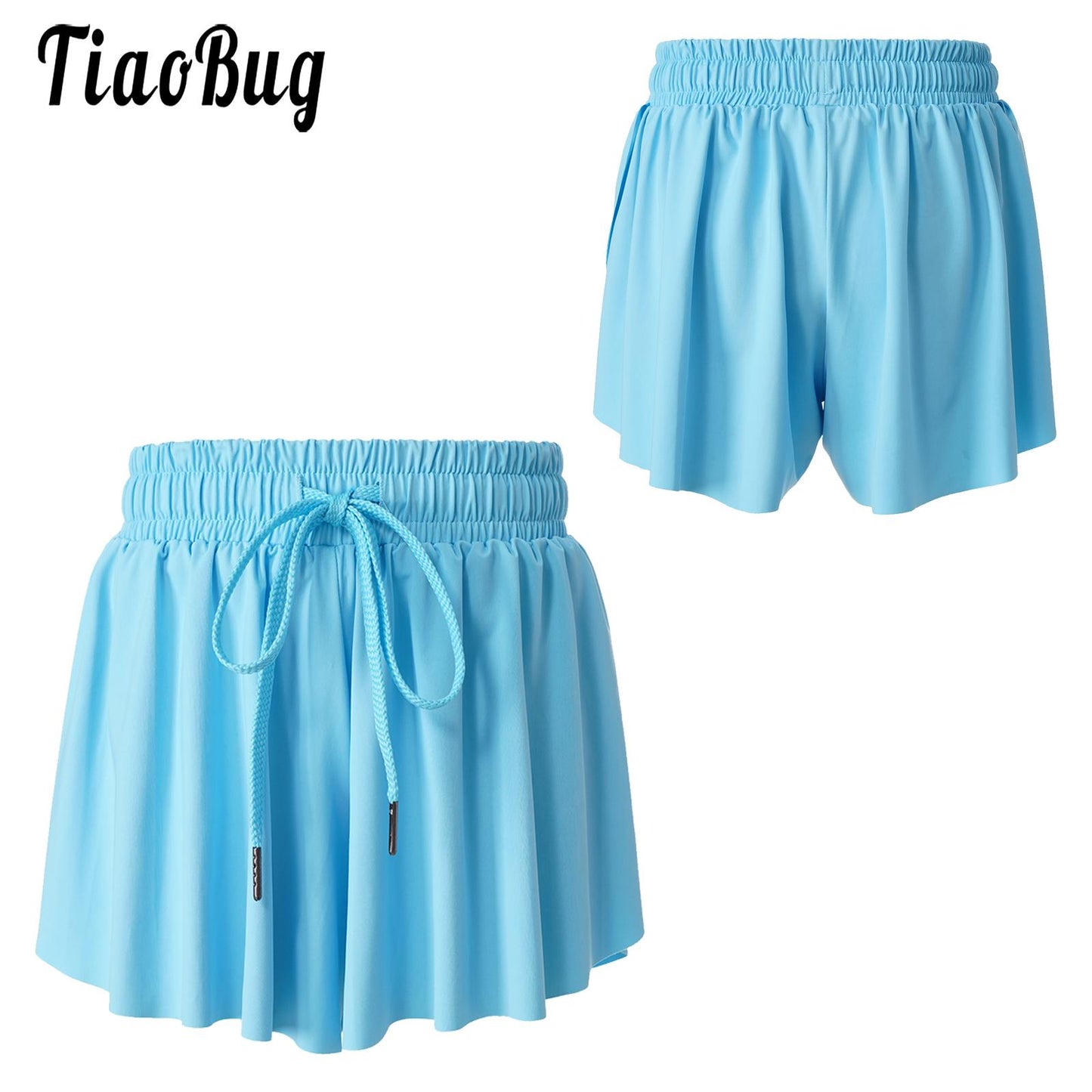 Kids Girls Sport Shorts Culottes Summer Loose Chiffon Skirts with Built-in Shorts for Jogging Tennis Badminton Workout Sportwear