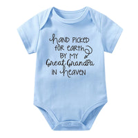 Hand Picked For Earth By My Great Grandpa In Heaven Printed Newborn Baby Bodysuit Cotton Body Baby Girl Boy Romper Clothes