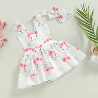 2022-12-01 Lioraitiin 0-18M Easter Infant Girls Dress Rabbit Print Halter Neck Sleeveless Lace Skirt