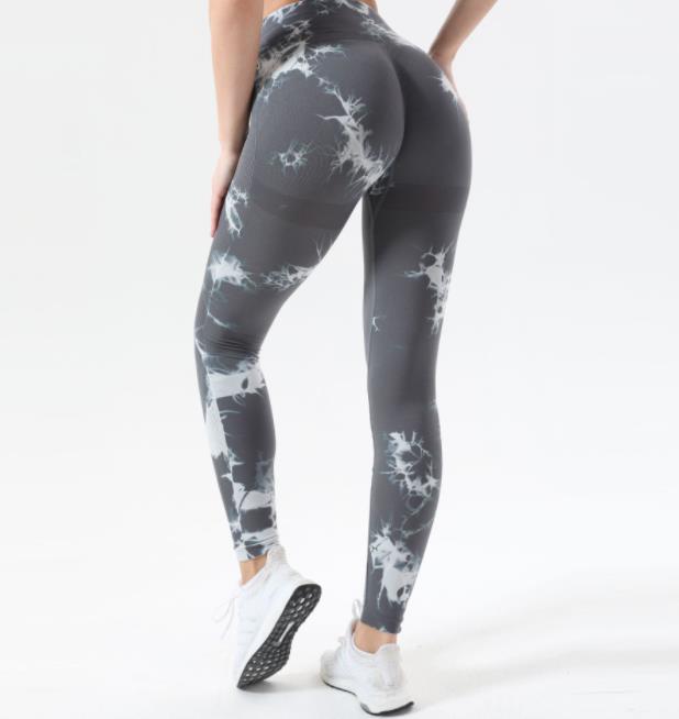 Women Tie Dye Leggings Sexy Fitness Seamless Gym Push up High Waist Sport Pants