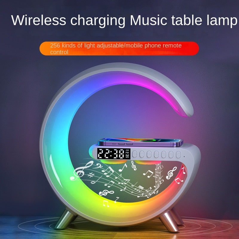 LED App Control RGB Night Light Atmosphere Lamps Digital Alarm Clock Speaker Wireless Charger Children Sleep Bedroom Decoration