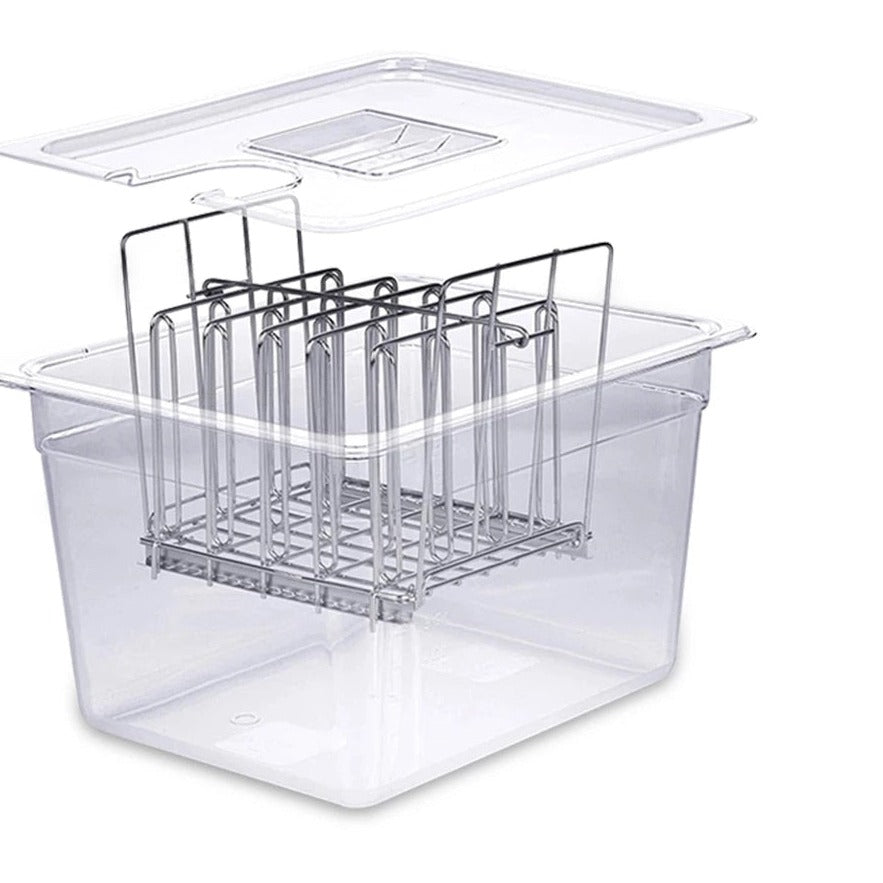 Stainless Steel Sous Vide Rack and 11L Sous Vide Cooker Containers Detachable Dividers Separator for Immersion Circulators