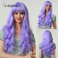 La Sylphide Synthetic Hair Wigs Cosplay Wig Long Wave Root Black Ombre Pink for Woman Heat Resistant Fiber Daily Party Wig