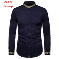 Chemise à col Mandarin pour homme, tenue décontractée à manches longues et boutons avec poche, de marque, 2XL, 2022