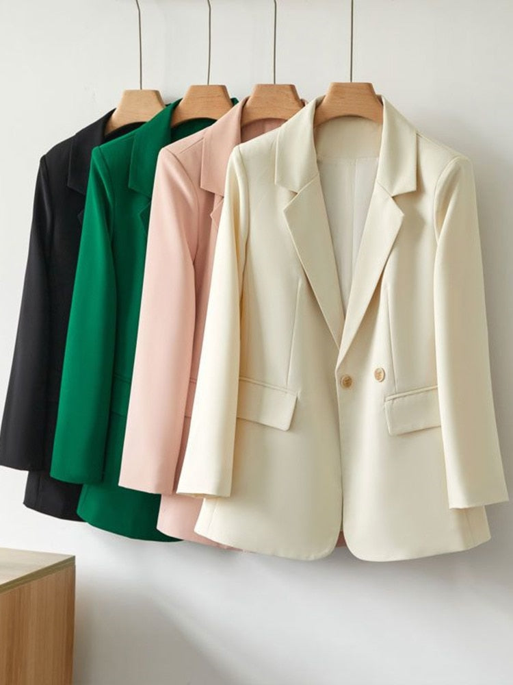 Blazers Women Solid Double-Breasted Simple Classic Soft Elegant Simple All-match Comfortable Elegant Chic Coats Fashion Top New