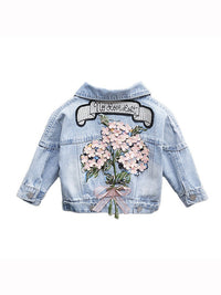 Spring Autumn Kids Denim Jackets for Girls Baby New Flower Embroidery Coats Fashion Children Outwear Ripped Jeans Jackets