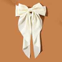 Solid Color Big Large Satin Bow Hairpins Barrettes For Women Girl Wedding Long Ribbon Korean Hair Clip Hairgrip Hair Accessories