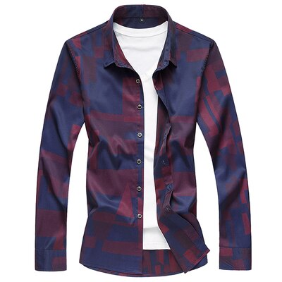 2021 Autumn New Men's Printed Shirt Fashion Casual