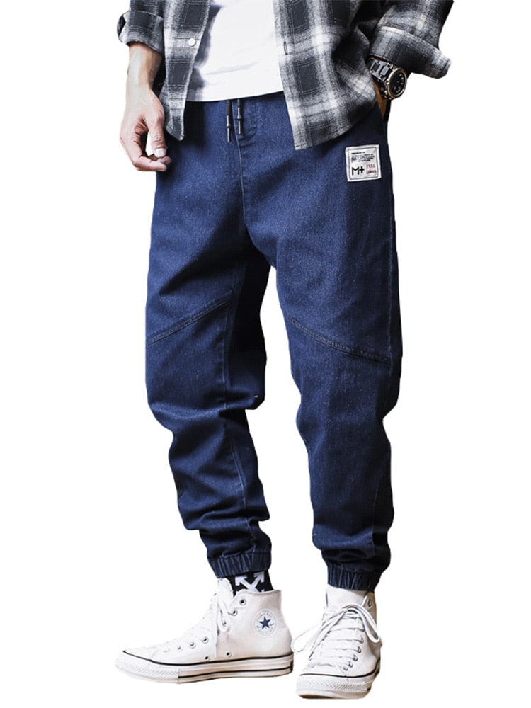 Plus Size Jeans Men Loose Joggers Streetwear Harem Jeans Cargo Pants Ankle-Length Denim Trousers