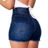 Sexy 2022 Summer New Grey Blue High Waist Ripped Denim Shorts