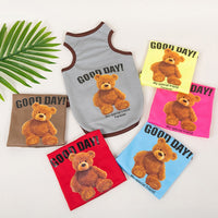 Spring Summer Dog Vest Thin Breathable Puppy Clothes Cute Bear Printed Cat T-shirt Sleeveless Chihuahua Pullover Pet Supplies