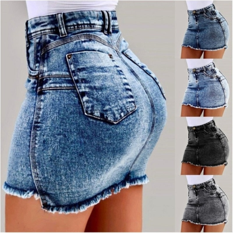 Women Sexy High Waisted Black Mini Denim Skirt Woman Fashion 2023 Summer Ladies Casual Slim Bodycon Short Jeans Skirt oversized