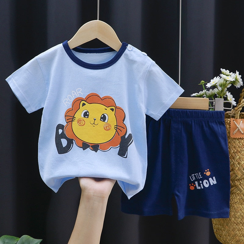 Disney Summer Cotton Baby Sets short sleeve Boy T-shirt + Shorts Sets Toddler Clothing Baby Boy Clothes