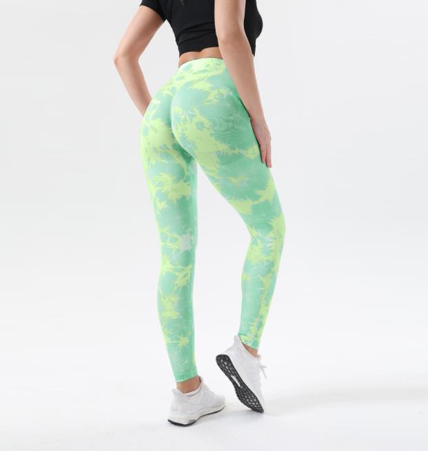 Women Tie Dye Leggings Sexy Fitness Seamless Gym Push up High Waist Sport Pants