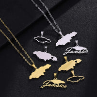 Fashion Jamaica Map Pendant Necklace for Women Men Gold Color Jamaicans Party Engagement Annivers Stainless Steel Jewelry Gifts