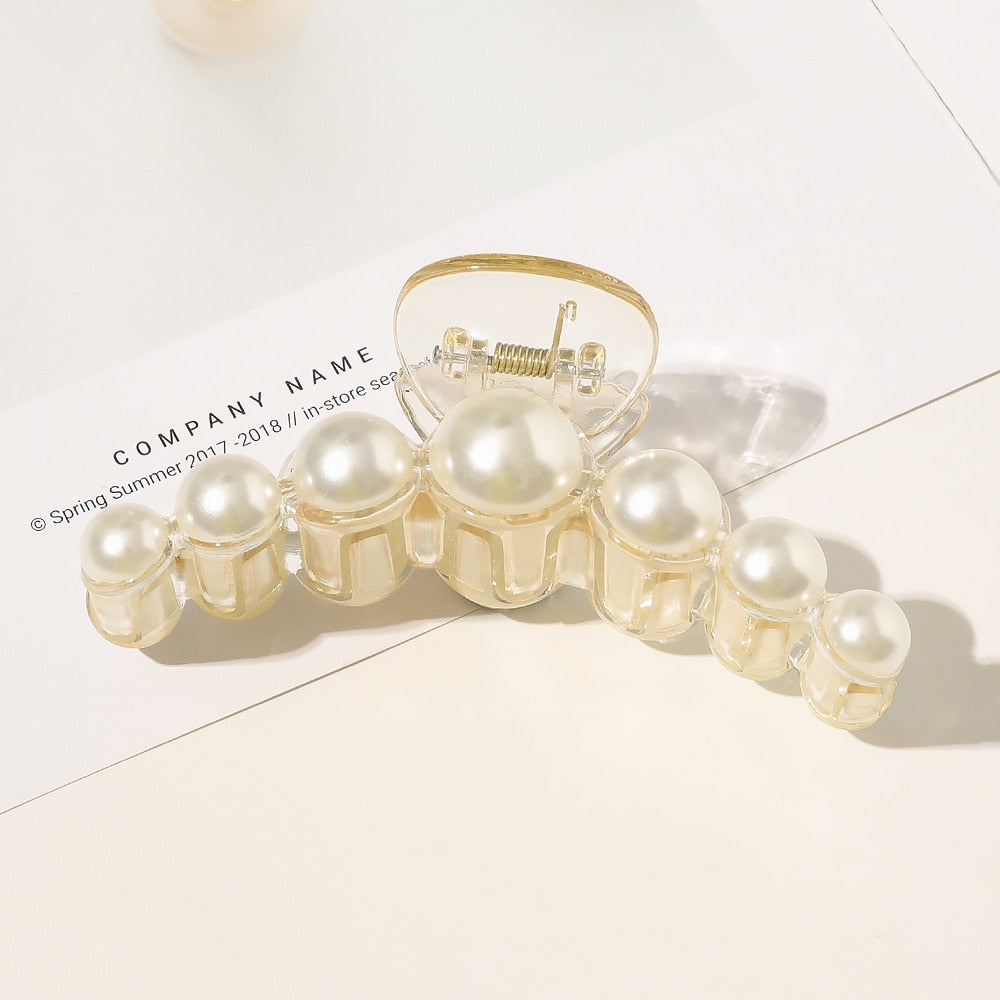 AWATYR 2021 New Hyperbole Big Pearls Acrylic Hair Claw Clips Big Size