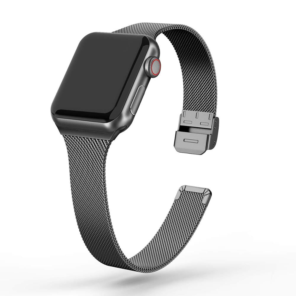 Slim strap For Apple Watch band 40mm 44mm 45mm 41mm 49mm 38mm 42mm Meatl bracelet correa iWatch serieS 3 4 5 6 se 7 8 ultra