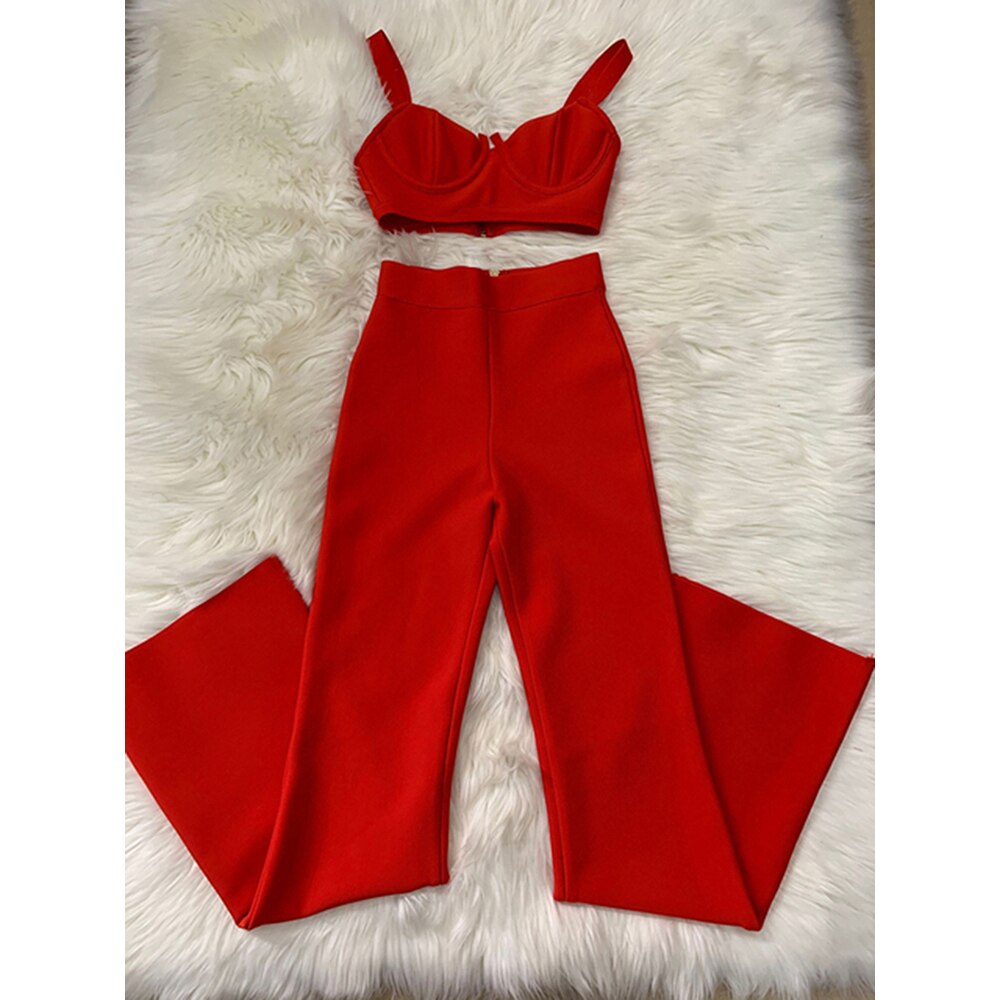 2021 Summer New Women's Fashion Sexy Bandage 2 Two-piece Set