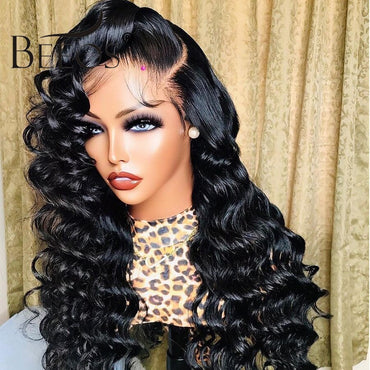Beeos 180% 13*6 Transparent Skinlike Real HD Lace Frontal Wig Human Hair Loose Wave Closure Human Hair Wig Brazilian Remy Hair