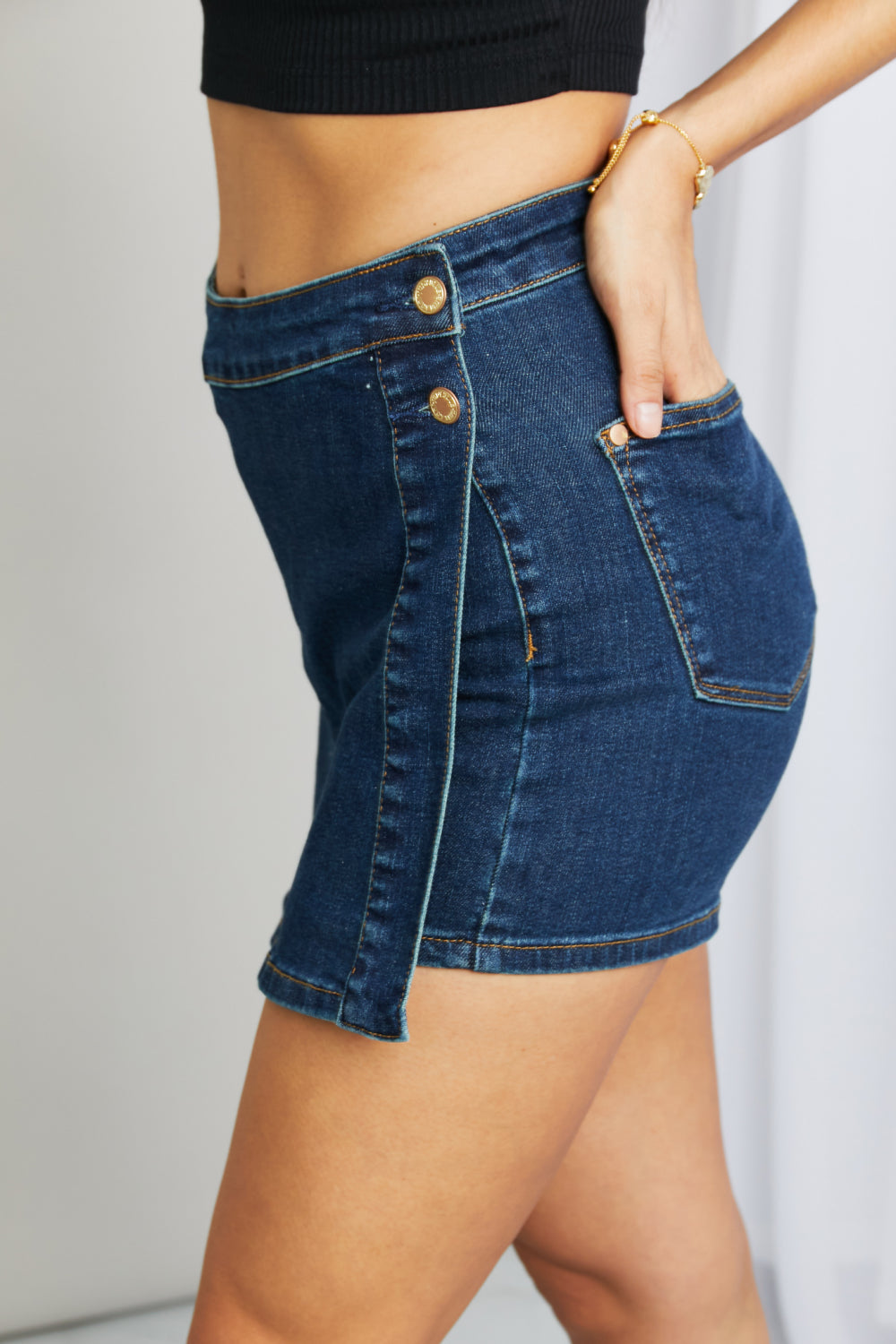 Judy Blue Full Size Buttoned Denim Skort