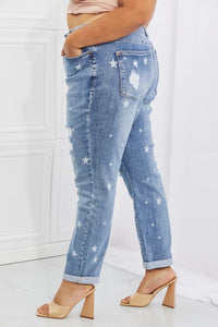 Judy Blue Sarah Full Size Star Pattern Boyfriend Jeans