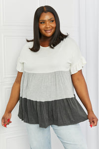 Celeste Feel The Breeze Full Size Color Block Ruffle Top