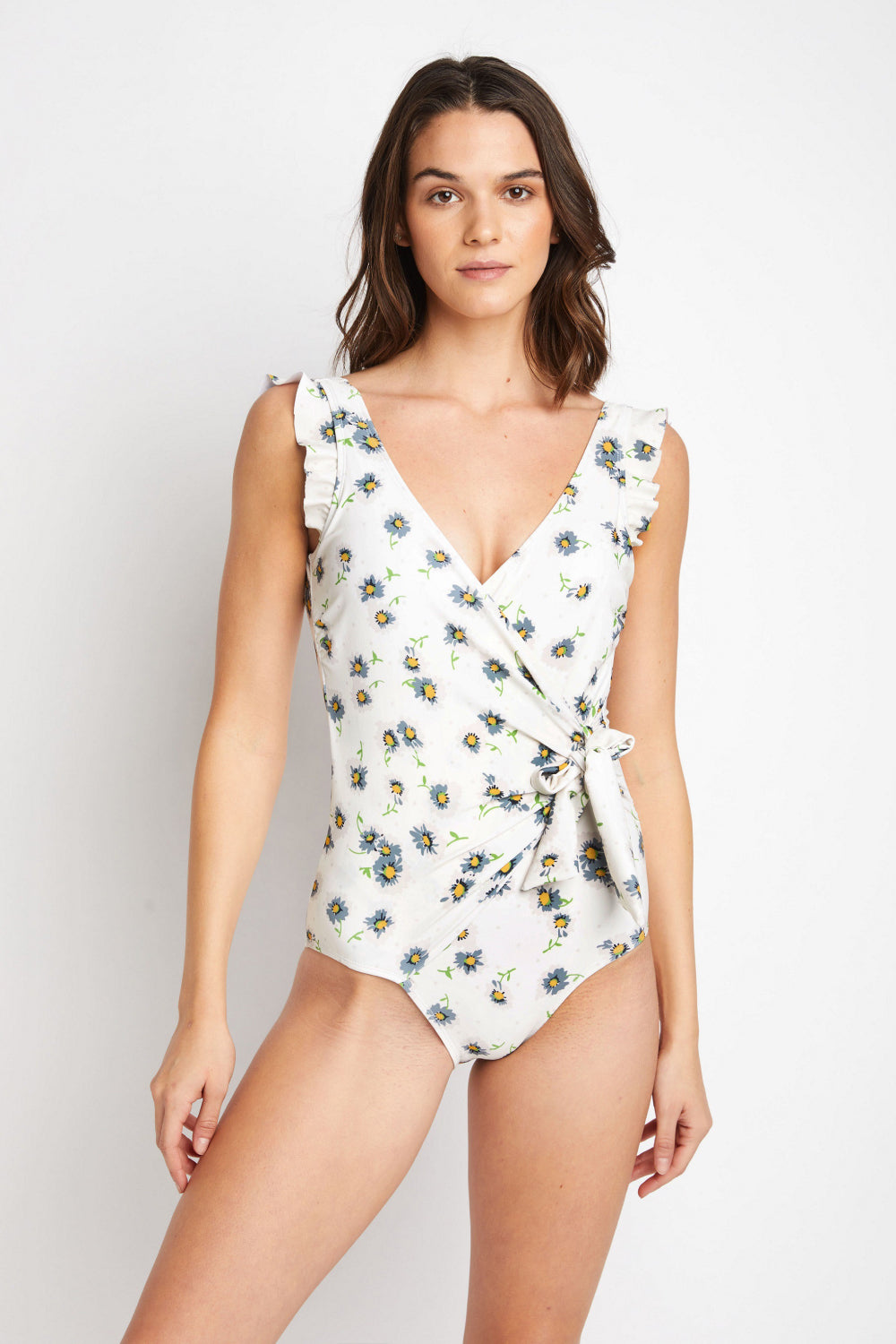 Marina West Swim Float On Ruffle Faux Wrap One-Piece