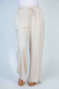 White Birch Finding Myself Full Size Striped Knit Pants in Cream