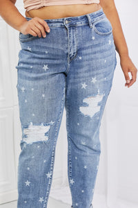 Judy Blue Sarah Full Size Star Pattern Boyfriend Jeans