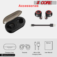 5 CORE Wireless Earbuds, Bluetooth 5.0 Noise Cancelling Headphones w/Charging Case- 132Hrs Play Time, Built-in Microphone IPX8 Waterproof for Sports Workout Laptop TV Computer Phone