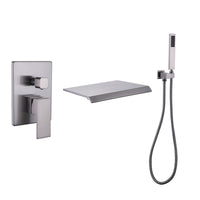 TrustMade Pressure-Balance Waterfall Single Handle Wall Mount Tub Faucet with Hand Shower - 2W02