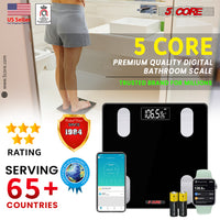 5 Core Scales for Body Weight Fat Bathroom Scale Smart Digital Bluetooth Weighing BMI bascula digital de peso y grasa corporal 400 lbs - BBS VL B BLK