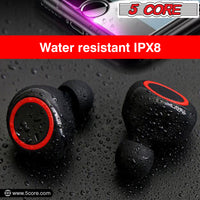 5 CORE Wireless Earbuds, Bluetooth 5.0 Noise Cancelling Headphones w/Charging Case- 132Hrs Play Time, Built-in Microphone IPX8 Waterproof for Sports Workout Laptop TV Computer Phone