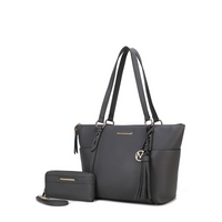 MKF Collection Women's Gloria Faux Leather Tote Bag and Wallet Set, 2-Piece, Charcoal