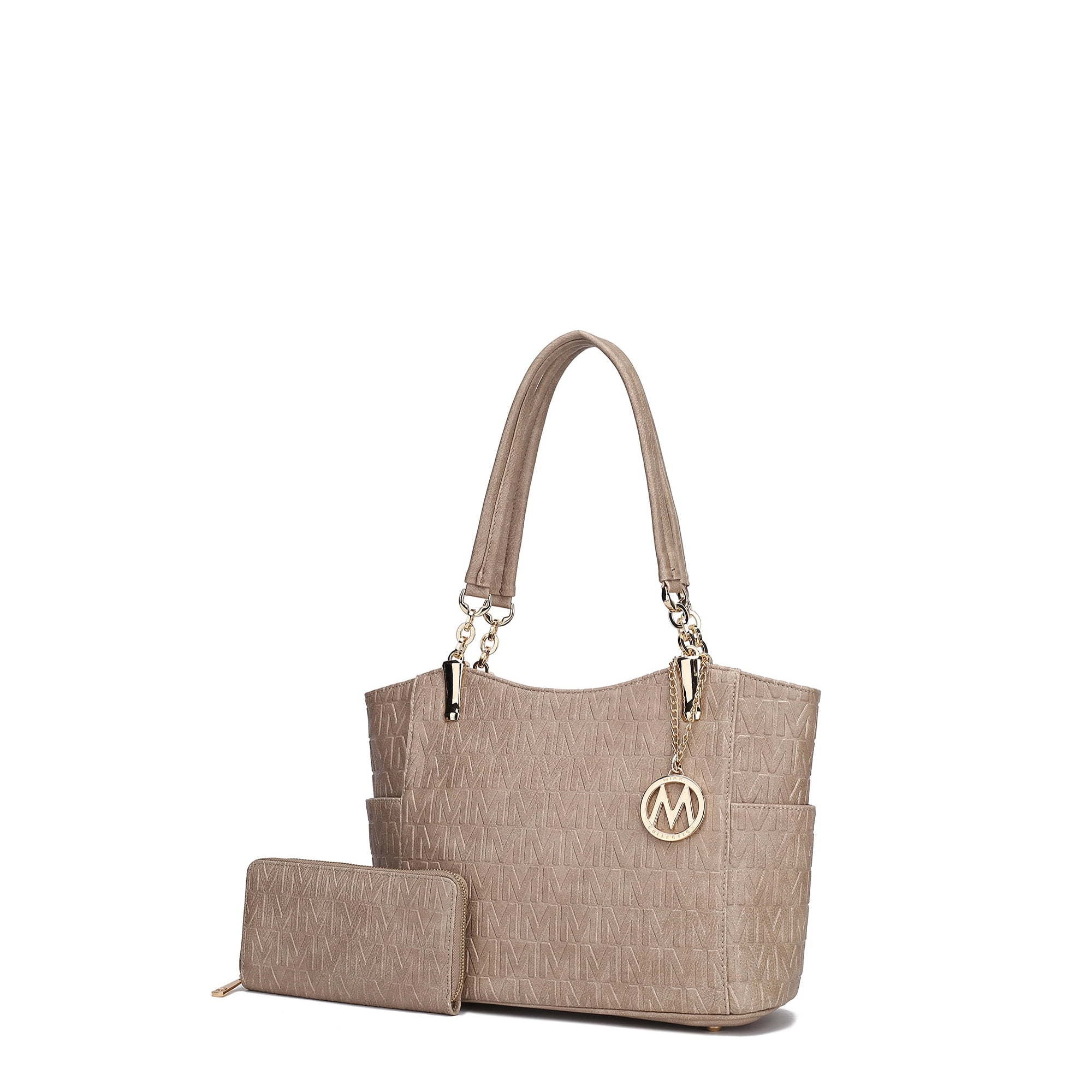 MKF Collection by Mia K. Allison Women's Tote Handbag and Wallet Set, 2-Piece, Taupe