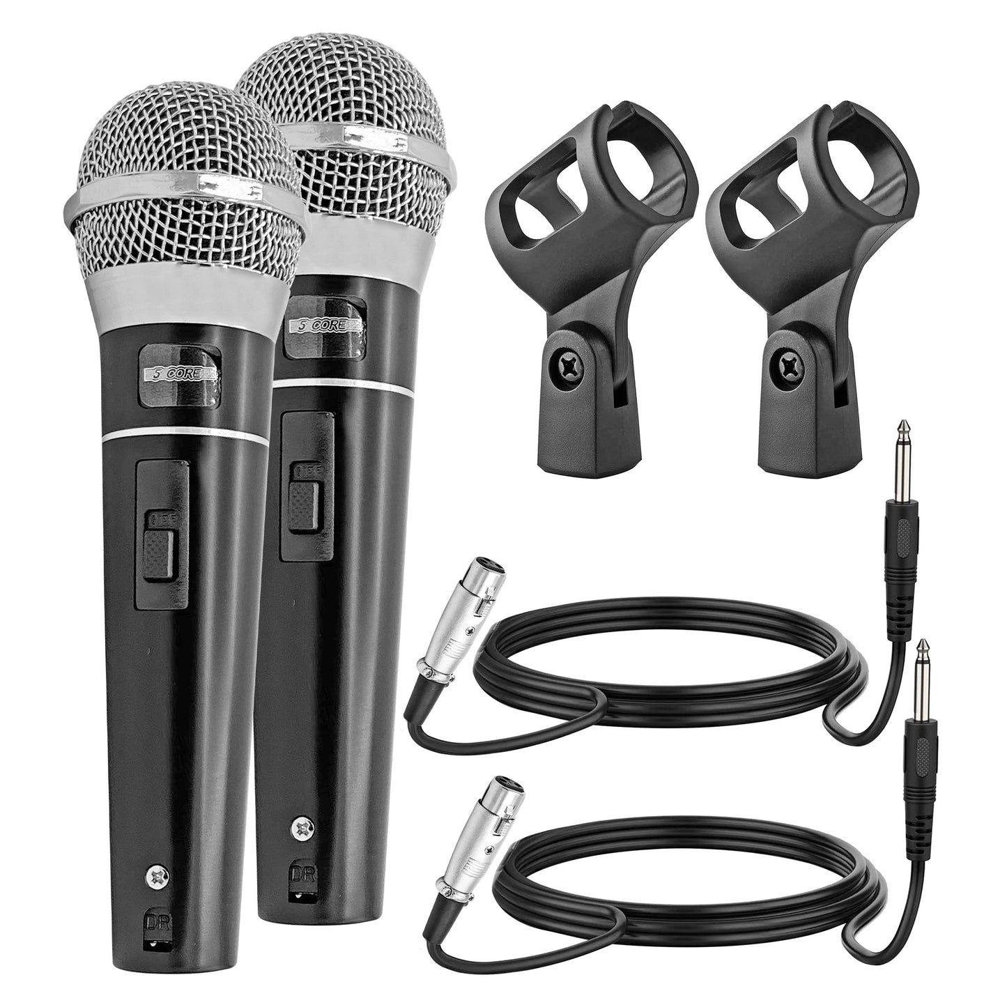 5 CORE Premium Handheld Microphone Unidirectional Vocal Dynamic Cardioid Mic W Detachable 10ft XLR Cable, Mic Clip, Mesh Grille & ON/Off Switch Suited for Speakers, Amp, Mixers, Karaoke Singing- PM100