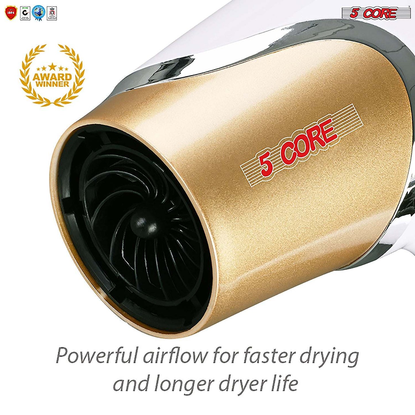 Hair Blow Dryer Lightweight Conditioner Cord Keeper Hair Dryer Ionic Men Women Blower 1875W Ceramic Quiet Styling Pik 5 Core HD F