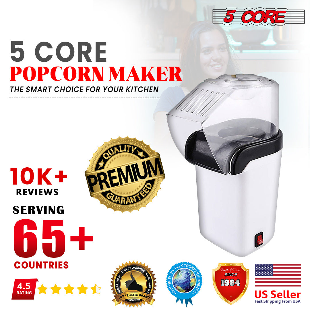 Popcorn Machine Hot Air Electric Popper Kernel Corn Maker Bpa Free No Oil 5 Core POP