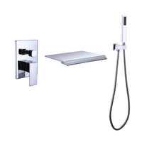 TrustMade Pressure-Balance Waterfall Single Handle Wall Mount Tub Faucet with Hand Shower - 2W02