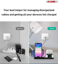 5 Core Wireless Charger, 3 in 1 Qi Wireless Charging Station 10W / 15W, Fast Wireless Charging Pad, Travel Charger for Multiple Devices for Qi Phones, Android, Galaxy S- Series, Watch, Earbuds - WCR 3