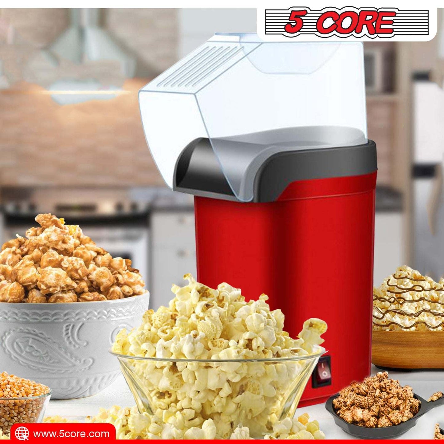 Popcorn Machine Hot Air Electric Popper Kernel Corn Maker Bpa Free No Oil 5 Core POP