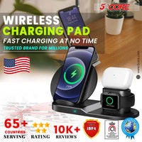 5 Core Wireless Charger, 3 in 1 Qi Wireless Charging Station 10W / 15W, Fast Wireless Charging Pad, Travel Charger for Multiple Devices for Qi Phones, Android, Galaxy S- Series, Watch, Earbuds - WCR 3