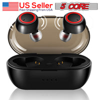 5 CORE Wireless Earbuds, Bluetooth 5.0 Noise Cancelling Headphones w/Charging Case- 132Hrs Play Time, Built-in Microphone IPX8 Waterproof for Sports Workout Laptop TV Computer Phone